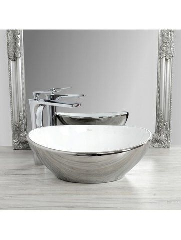 Керамическая чаша накладная Rea Sofia silver/white 41 см Sofia Silver\White фото
