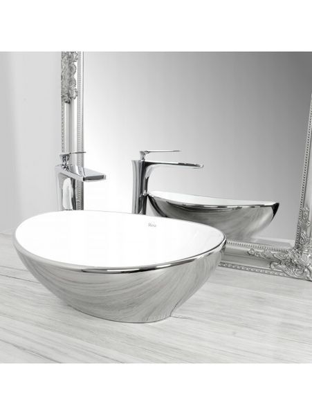 Керамическая чаша накладная Rea Sofia silver/white 41 см Sofia Silver\White фото