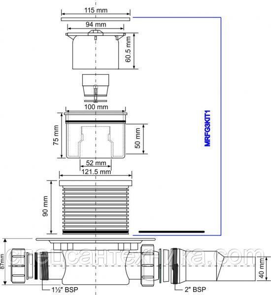 Трап для душа с сухим затвором McAlpine HCFG3 HCFG3 фото