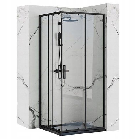 Раздвижная душевая кабина Rea Punto 90&times;90&times;190 черная REA VENTO 90 Black фото